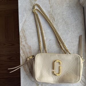 Marc Jacobs Beige Crossbody Bag with Gold Accents